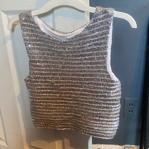 Glamorous Silver Sequin Crop Top
